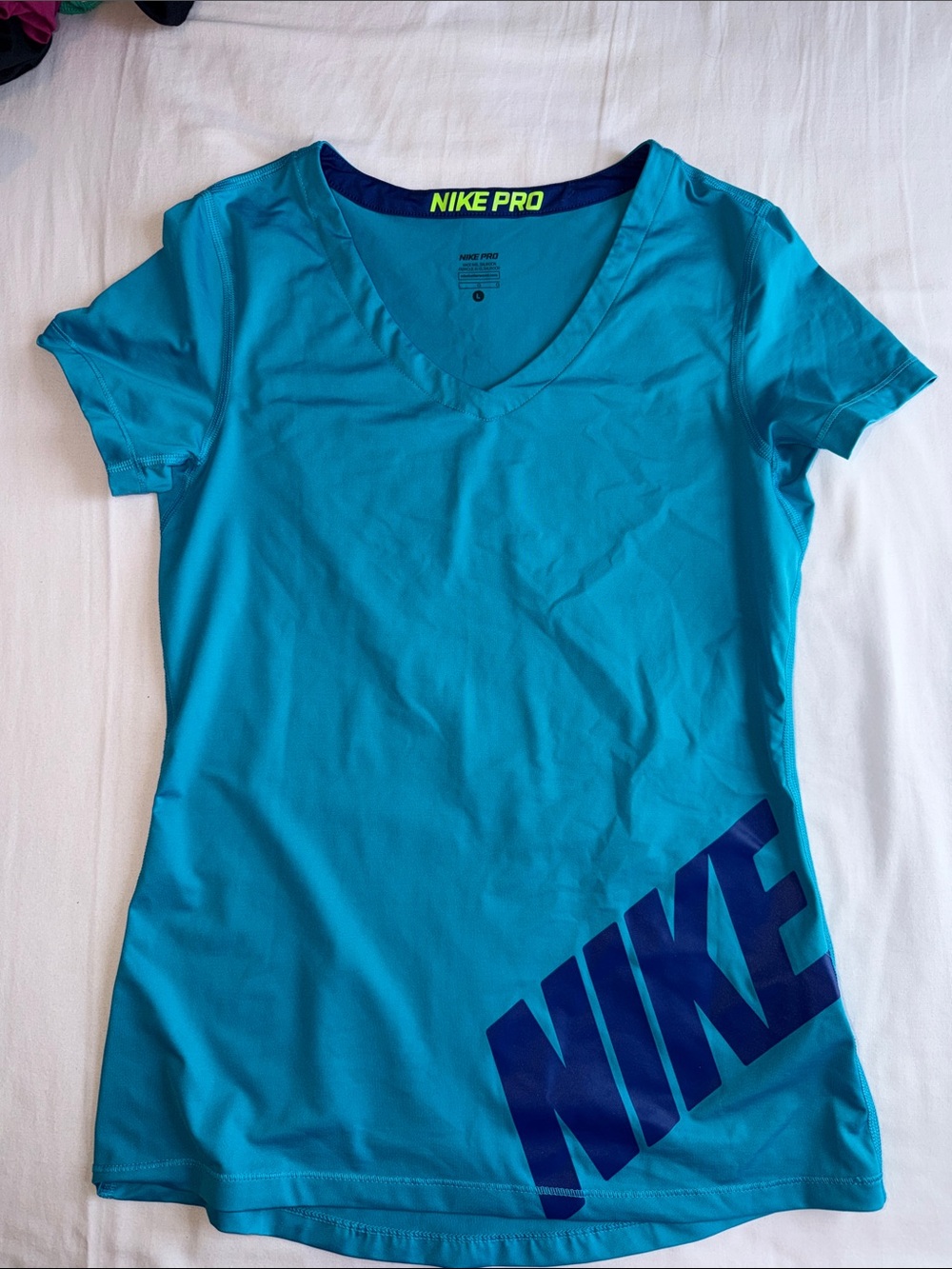 Nike Teal V-Neck Short Sleeve Performance Tee